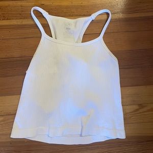 Aura M/L white ribbed high neck cropped tank